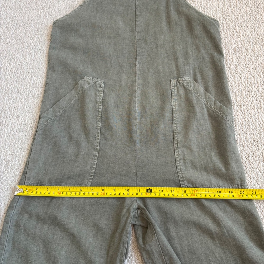 Universal Thread Linen Blend Wide Leg Cropped Jumpsuit XS Olive Green Utility - Picture 11 of 16